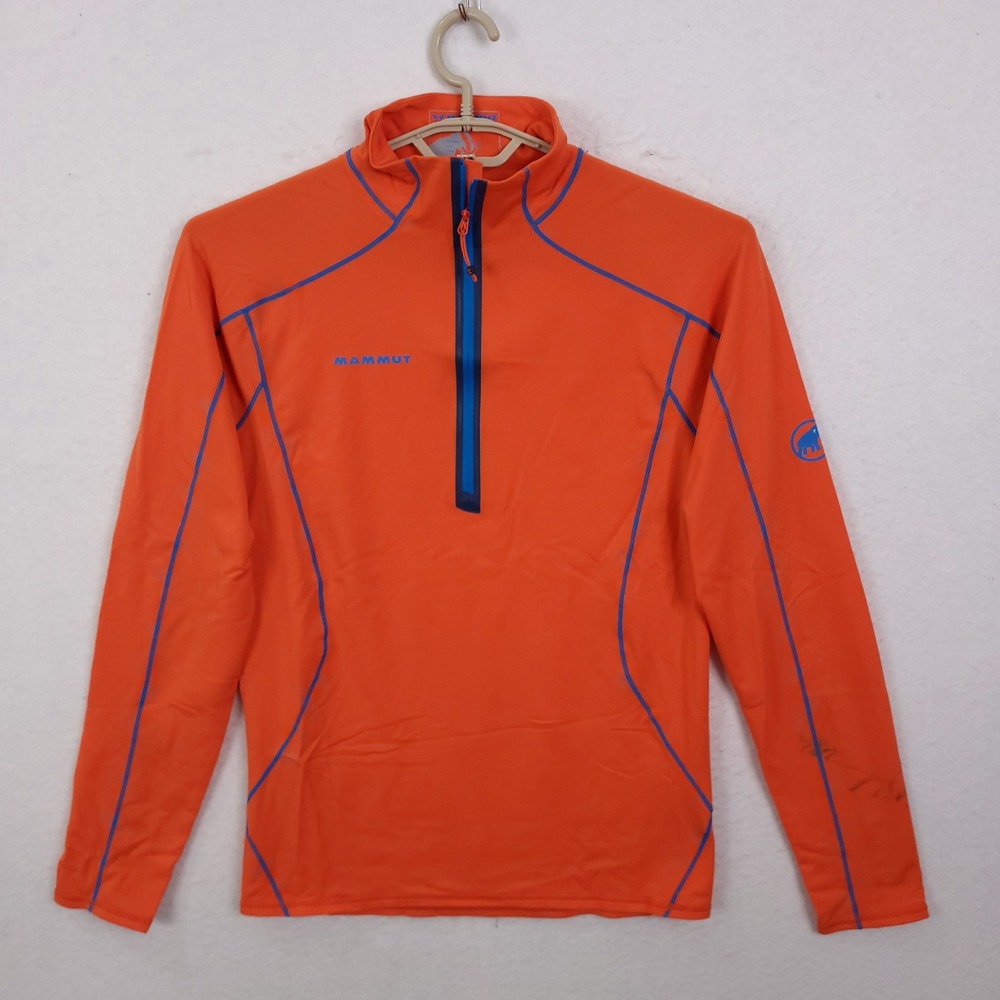 Mammut Eiger Extreme 1/4 Zip Pullover Orange Base Layer Size M Hiking Climbing